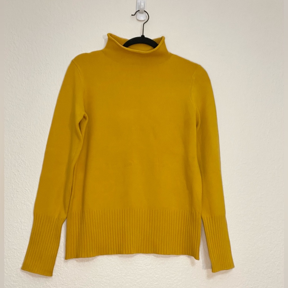 French Connection Mustard Yellow Mock Neck Sweater - Size M